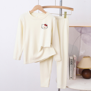 儿童装德绒睡衣两件套装女童家居服秋冬保暖打底秋衣秋裤内搭外穿