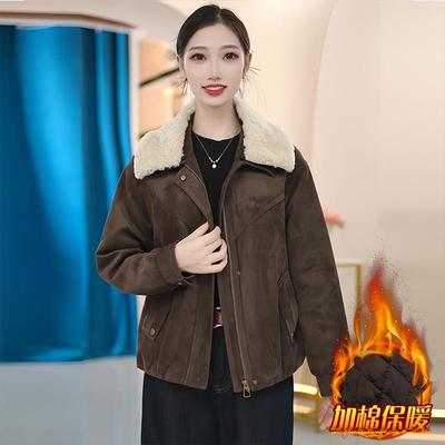 ROUMIKL高级感独特漂亮的初冬毛领加厚外套女2025年新款保暖短款