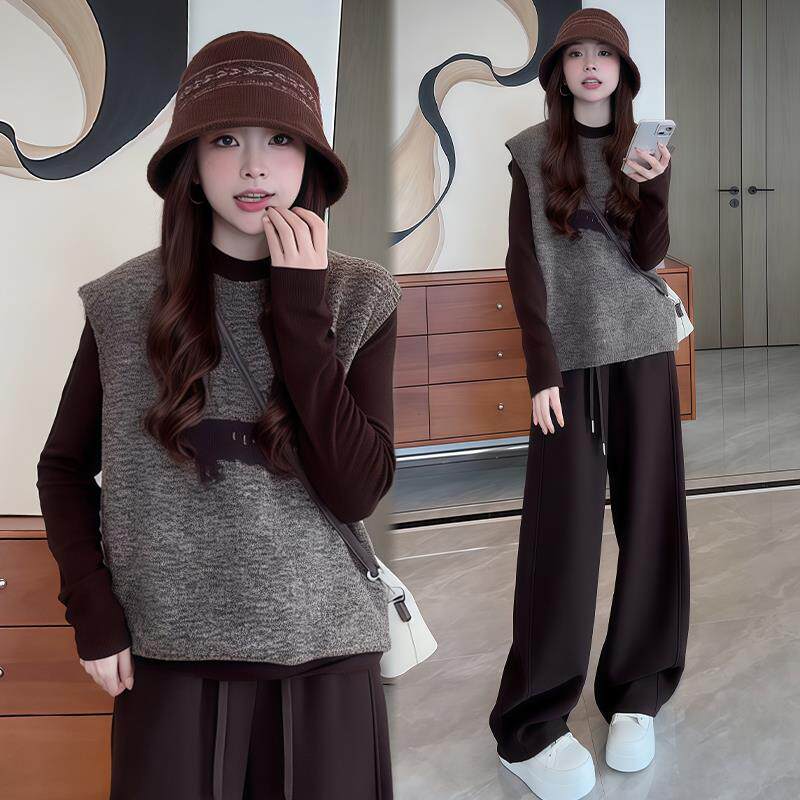 ROUMIKL小个子洋气休闲套装女2025冬季新款运动漂亮气质三件套马