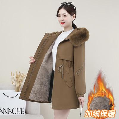 ROUMIKL时尚洋气保暖爆款衣外套女装2025新款冬季加绒加厚毛领夹