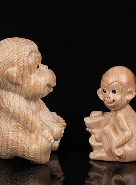 知行斋桃木装饰品吉祥物猴子摆件