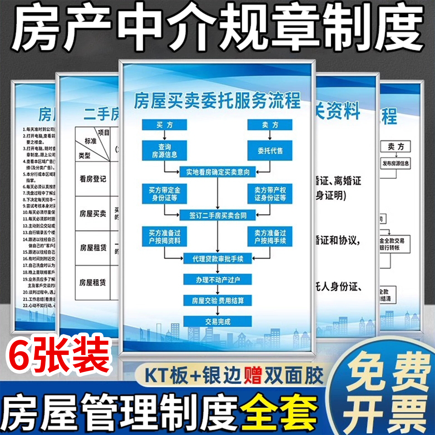 房屋管理规章制度牌上墙房产公司中介二手房收费标准相关资料房产中介