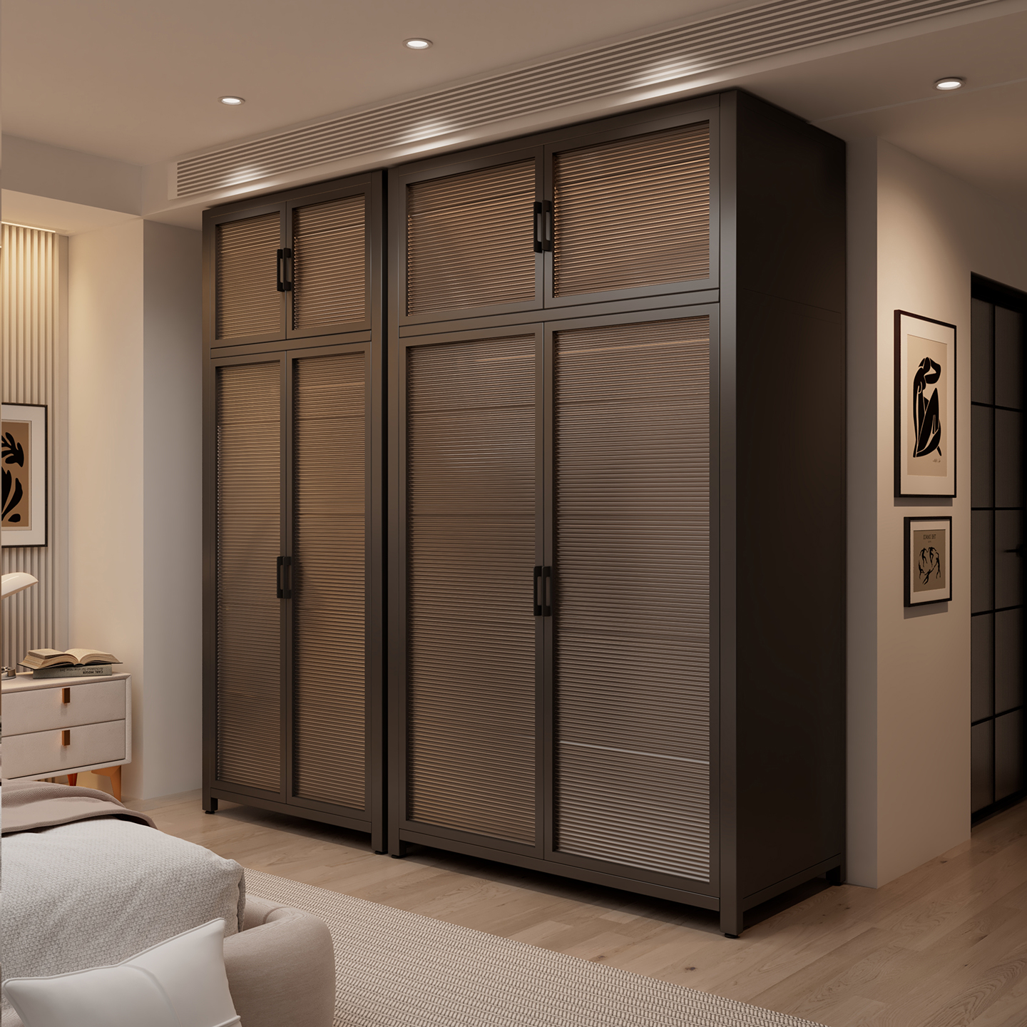 新款钢制衣柜简易组装家用卧室收纳储物柜子出租房用金属儿童铁皮