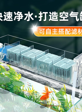 鱼缸过滤器水循环多功能干湿分离前置四合一净化增氧壁挂式滴流盒