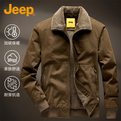 jeep秋冬款棉衣翻领男夹克外套