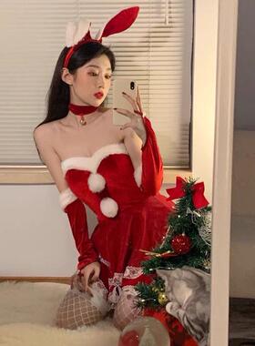 圣诞服性感连衣裙 万圣节cosplay兔女郎网红主播款圣诞节红色