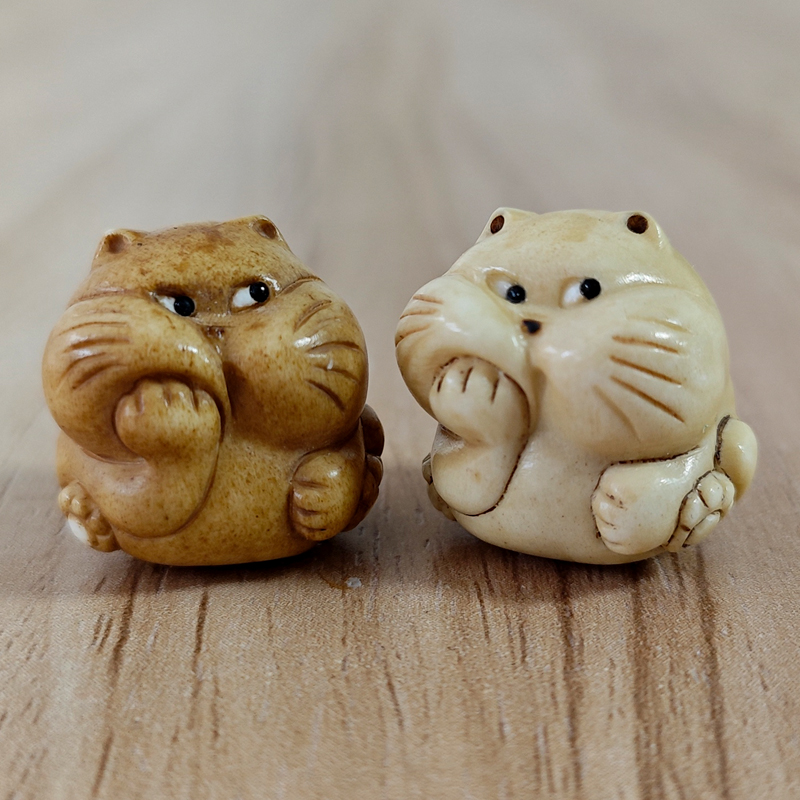 托腮猫招财猫鹿角文玩diy配饰