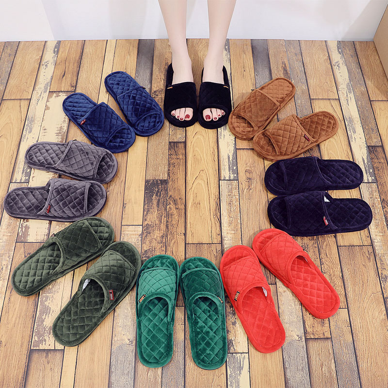 春秋冬季室内水晶绒静音毛拖鞋