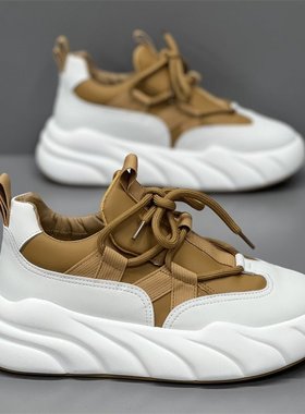 潮牌男鞋2025冬季新款时尚舒适百搭软底增高休闲运动鞋老爹鞋子