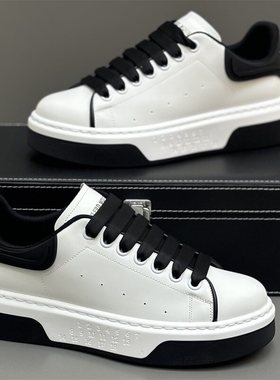 男鞋2025秋冬新款低帮皮面板鞋英伦厚底增高小白鞋百搭潮牌休闲鞋