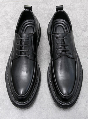 潮牌皮鞋男新款商务西装英伦休闲鞋韩版年轻款透气黑色增高男鞋