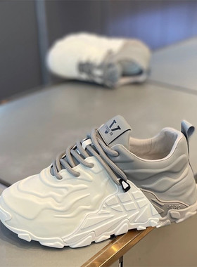 老爹鞋男2025冬季新款厚底增高系带皮面时尚运动软底个性小众男鞋