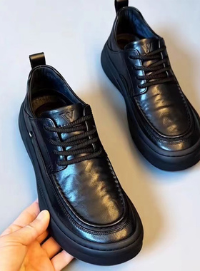 男士皮鞋2025秋冬季新款韩版百搭休闲防滑潮流黑色男鞋真皮鞋子