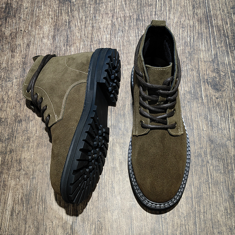 马丁靴男款春秋真皮中帮英伦风