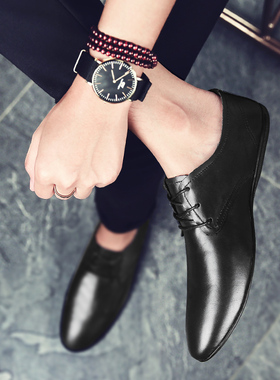 潮牌皮鞋男冬季新款英伦风真皮商务男士休闲鞋软皮开车鞋黑色男鞋