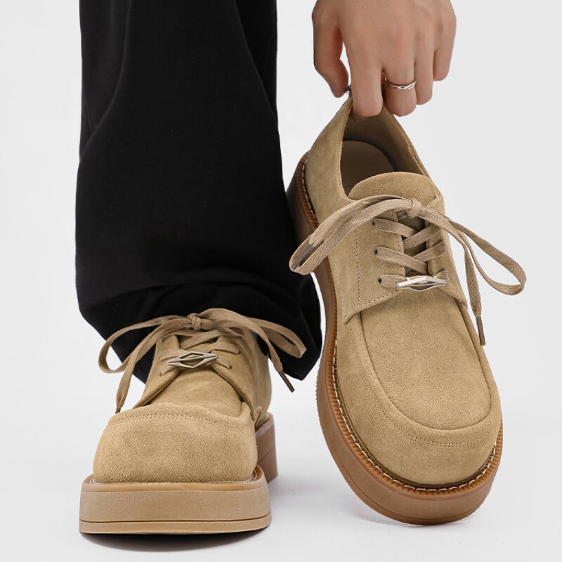 德比男鞋秋季美式潮牌复古休闲翻毛皮皮鞋男士厚底增高工装大黄靴,流行男鞋,工装鞋,淘宝优惠券,粉丝福利购,淘宝优惠卷