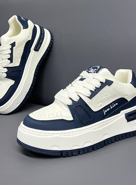 潮牌男鞋2025新款冬季韩版百搭休闲增高运动鞋印花真皮老爹鞋子