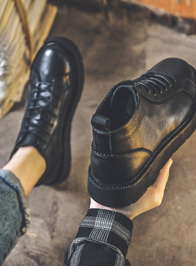 马丁靴男2025冬季新款百搭真皮工装低帮鞋子黑色高帮皮鞋短靴子