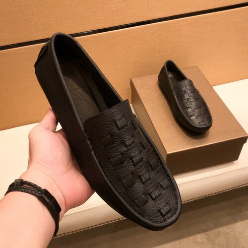 高端真皮手工编织男豆豆鞋软底