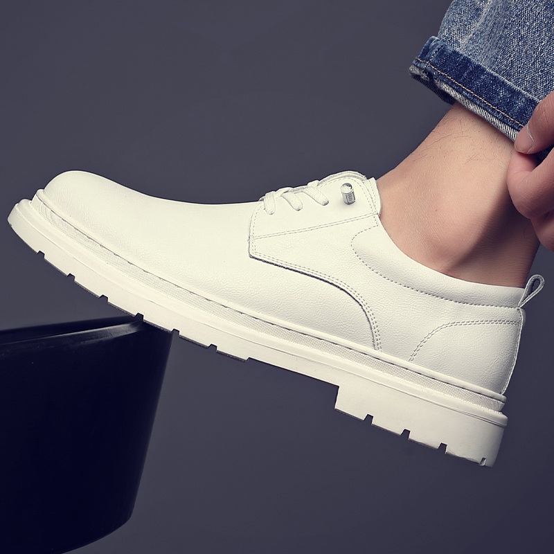 白色小皮鞋男2025新款英伦风厚底