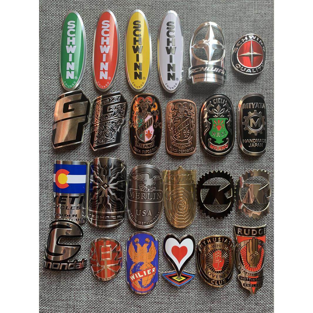 自行车山地车标装饰贴纸反光标牌头管标配件防水铝合金制作