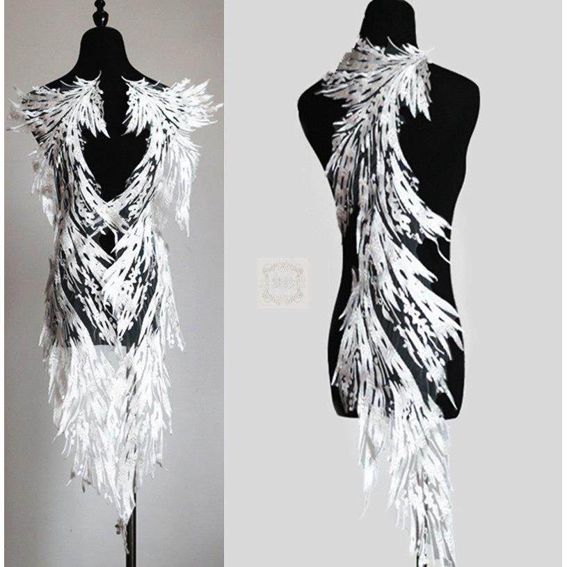 大翅膀多色刺绣翅膀对花加亮片绣花花贴婚纱礼服DIY超大