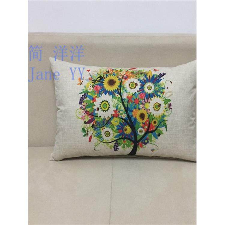 长方形抱枕北欧风格沙发护腰枕亚麻简约靠垫套办公室椅子靠背含芯