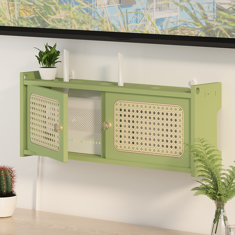 无线wifi路由器m盒子收纳盒壁挂式机顶盒墙面置物架遮挡实木电视