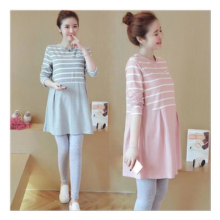 孕妇装夏季套装外穿中长薄款短袖宽松大码网红连衣裙上衣T恤夏装