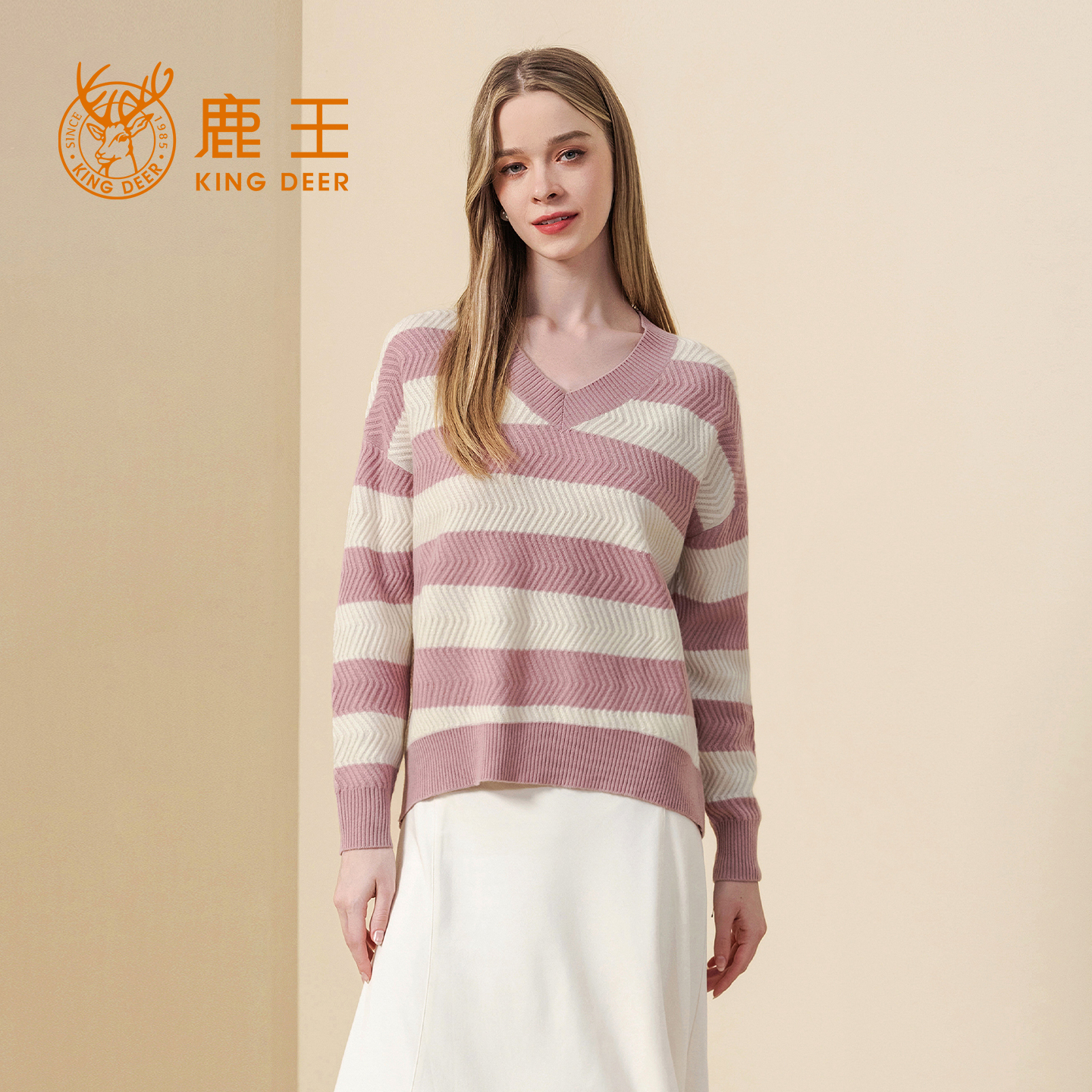 KingDeerV领变换组织羊绒衫