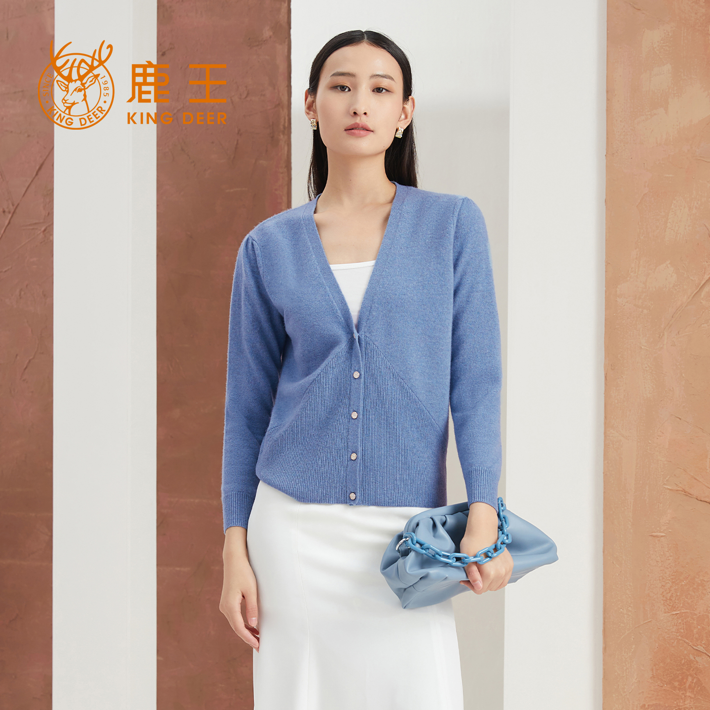 长袖羊绒衫KingDeer/鹿王纯色