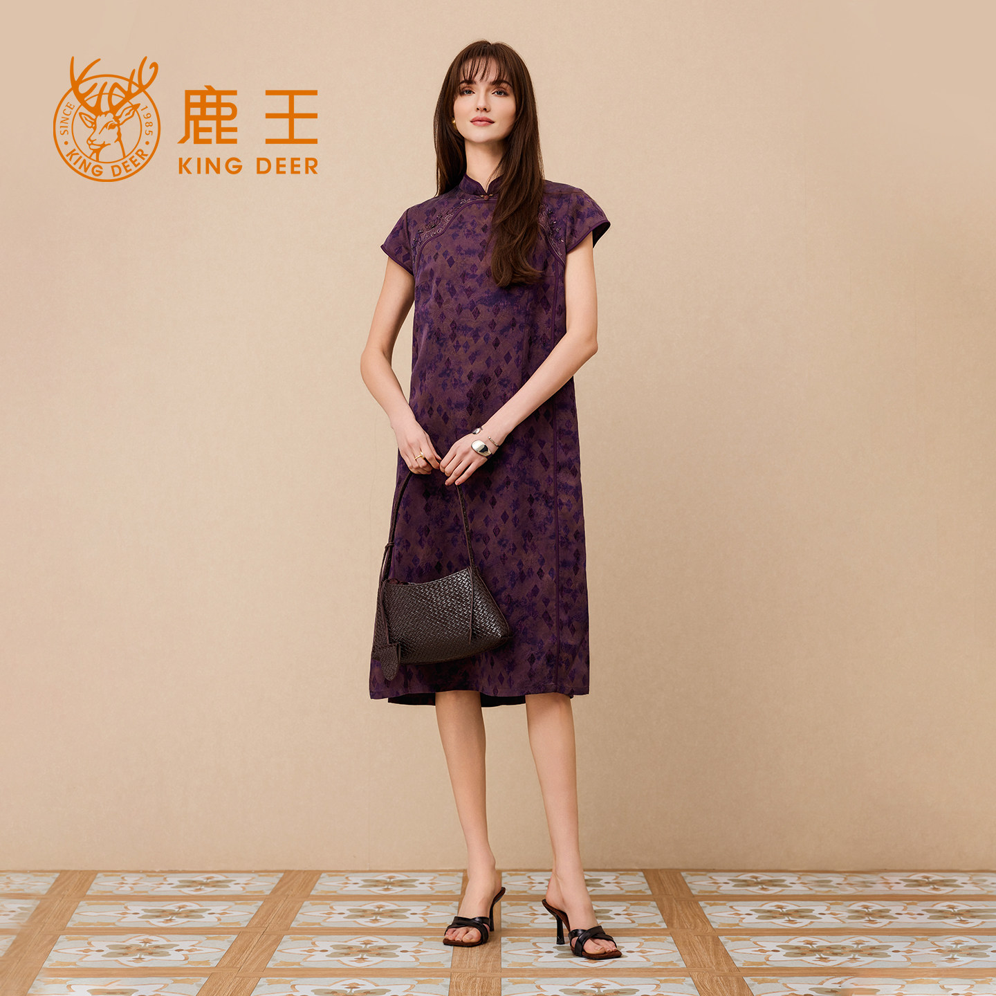 鹿王桑蚕丝女士连衣裙无袖旗袍裙时尚休闲修身气质26年春夏新款