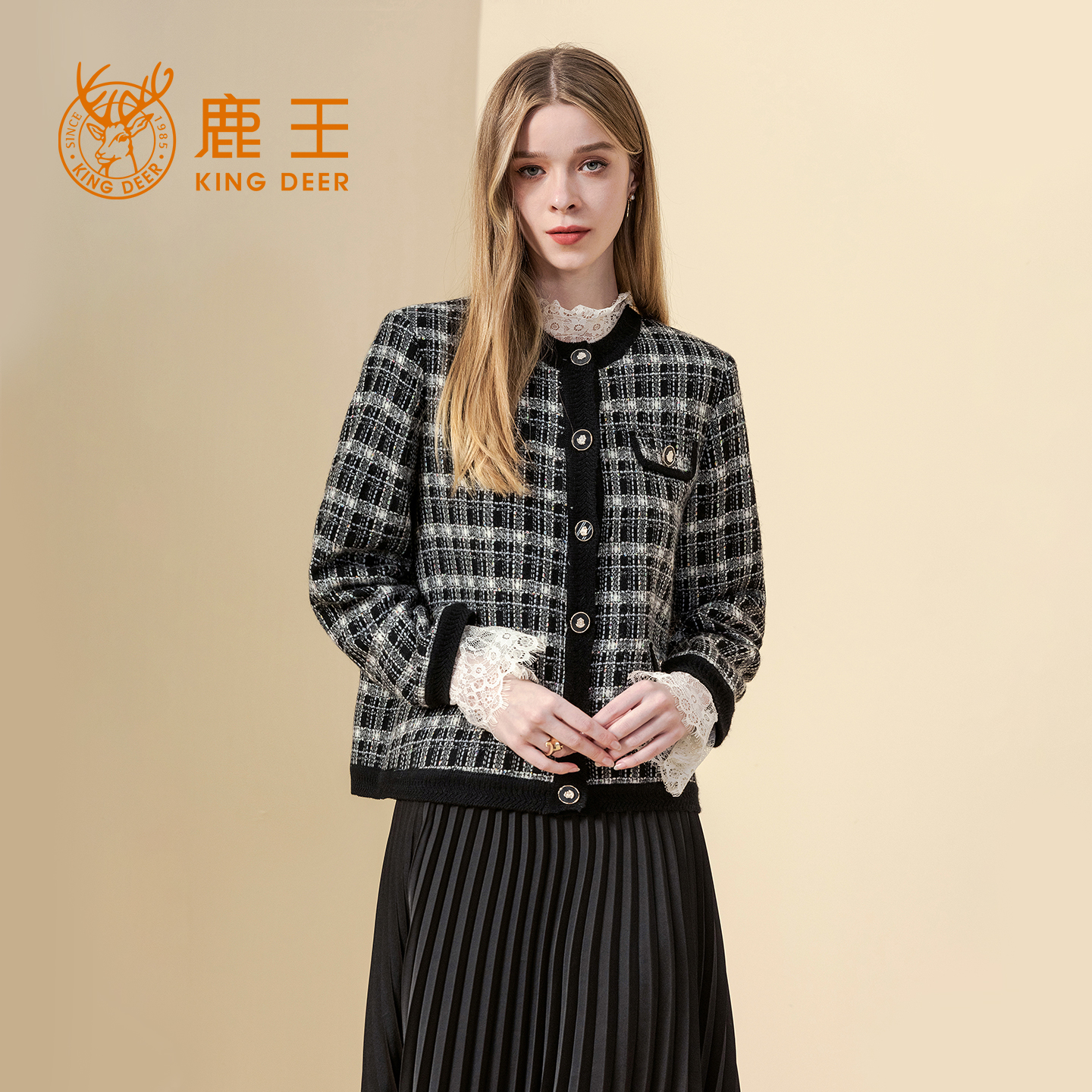 上衣KingDeer/鹿王圆领羊绒时尚