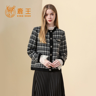 鹿王100%羊绒短上衣女士圆领时尚 百搭舒适简约休闲保暖春秋冬新款