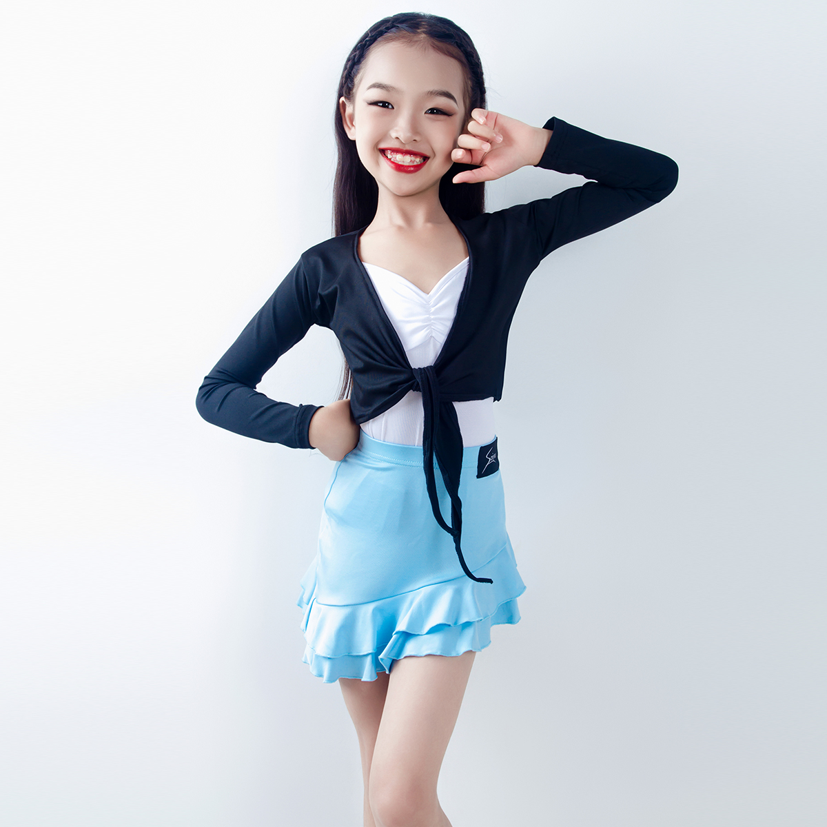 赛域女童拉丁舞长袖专业开衫上装