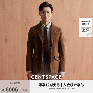 GENTSPACE秋冬新品 外套 浅棕色羊皮革商务休闲舒适皮西服西装 男士