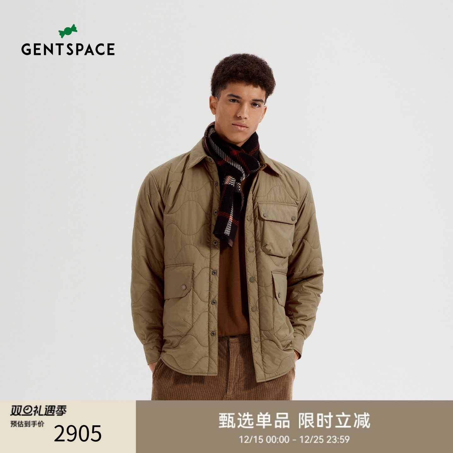 【EasyCity系列】GENTSPACE 秋季新品复古休闲翻领棉服外套男