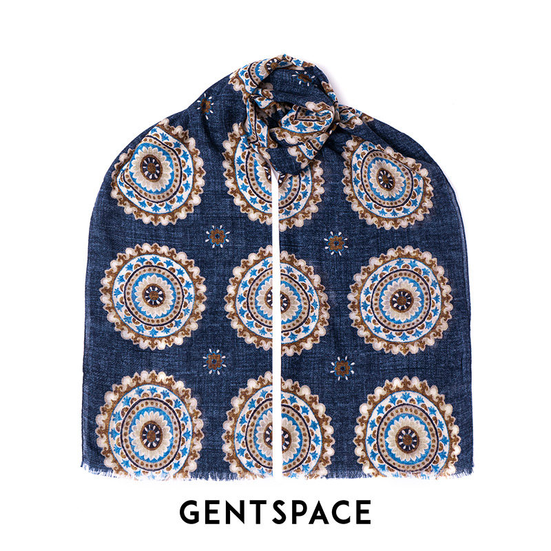 GENTSPACE藏青色绵羊毛围巾