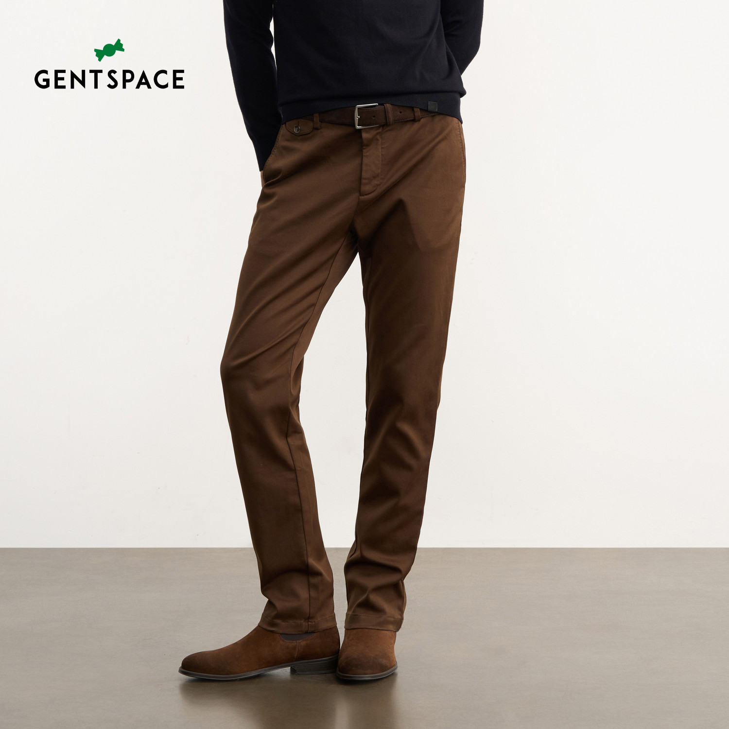 GENTSPACE2026年秋季新品斜纹弹力棉混纺修身休闲裤男士长裤