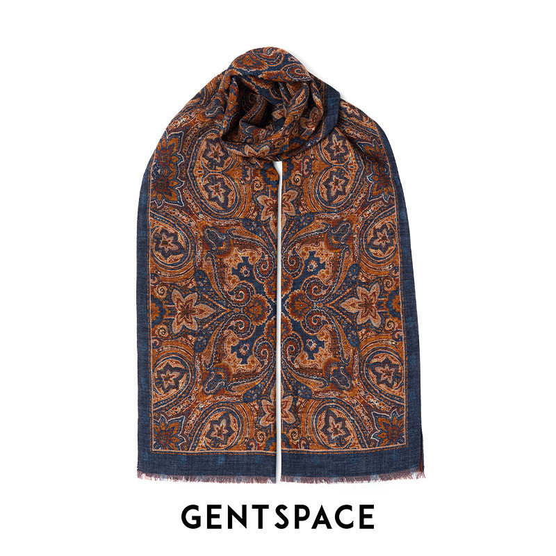 GENTSPACE棕红色绵羊毛围巾