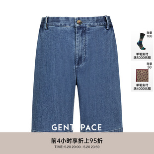 新品 牛仔蓝LOOSE FIT GENTSPACE夏季 棉混纺牛仔短裤 休闲裤