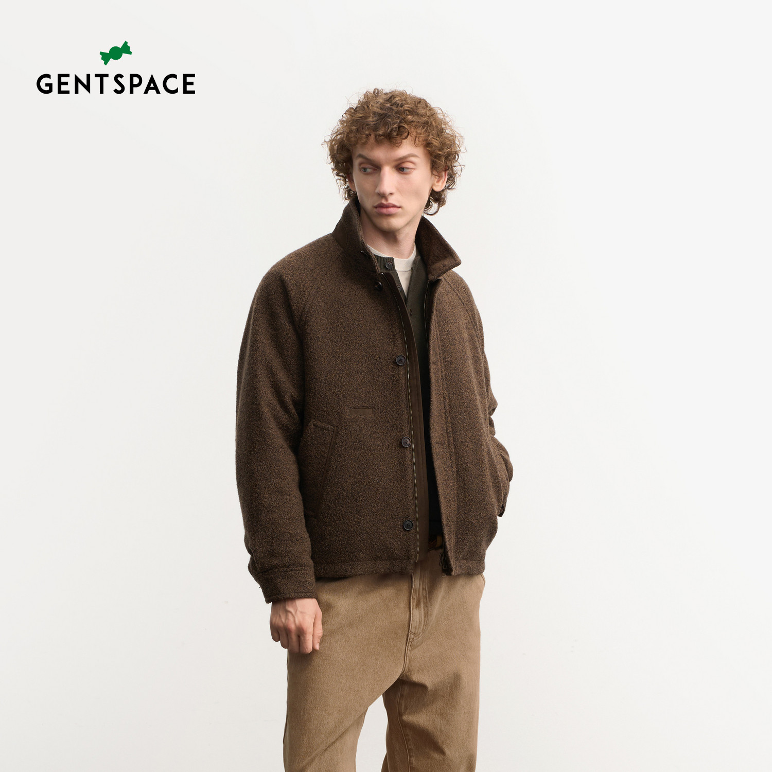 GENTSPACE2026年秋冬新品绵羊毛混纺夹色休闲时尚鹅绒羽绒服男款