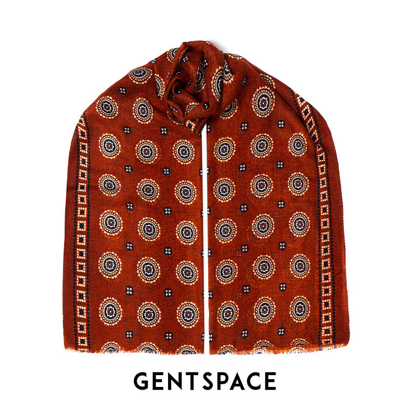 GENTSPACE锈红色绵羊毛围巾
