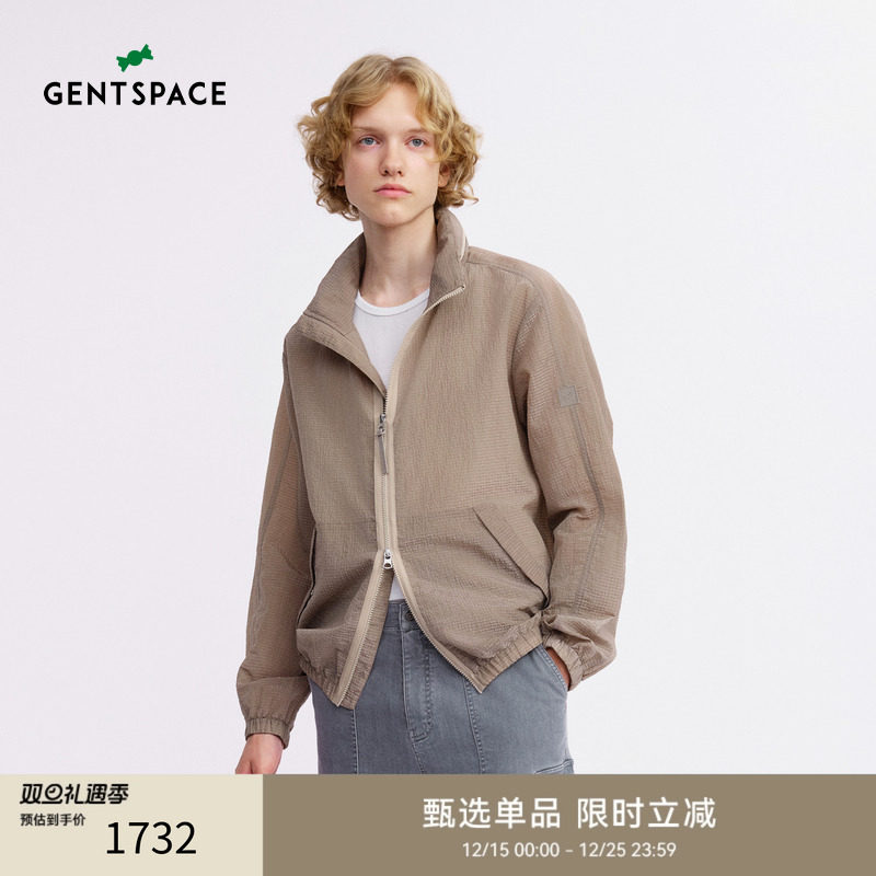 GENTSPACE2025春新品宽松落肩户外休闲潮流轻盈肌理感泡泡纱夹克