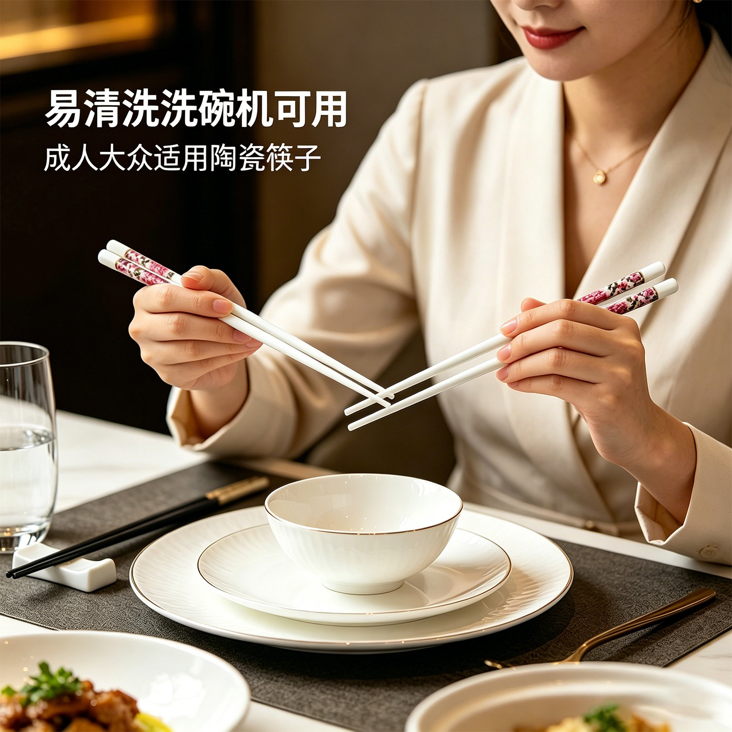 易清洗洗碗机适用成人大众适用陶瓷筷子家用健康无异味陶瓷工艺