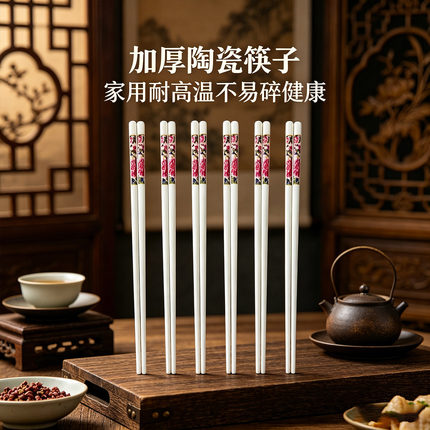 加厚陶瓷筷子家用耐高温不易碎
