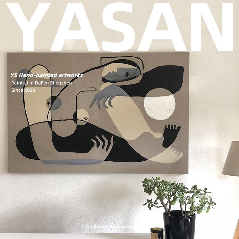 yasan 现代艺术人物装饰画壁画手绘油画简约客厅横版人体抽象挂画