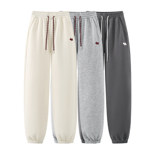 休闲长裤 女抽绳收口宽松运动裤 加绒小狗刺绣束脚卫裤 2025秋冬新款