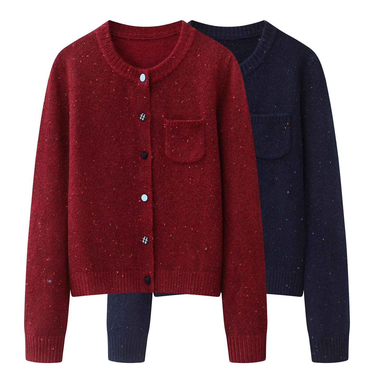 彩系 软糯彩色纽扣珠片针织开衫女设计红色毛衣外套2025秋冬新款,女装/女士精品,毛针织衫,淘宝优惠券,粉丝福利购,淘宝优惠卷