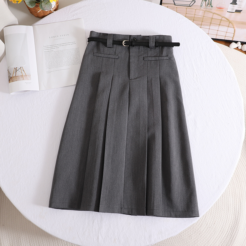 通勤气质高腰百褶半身裙